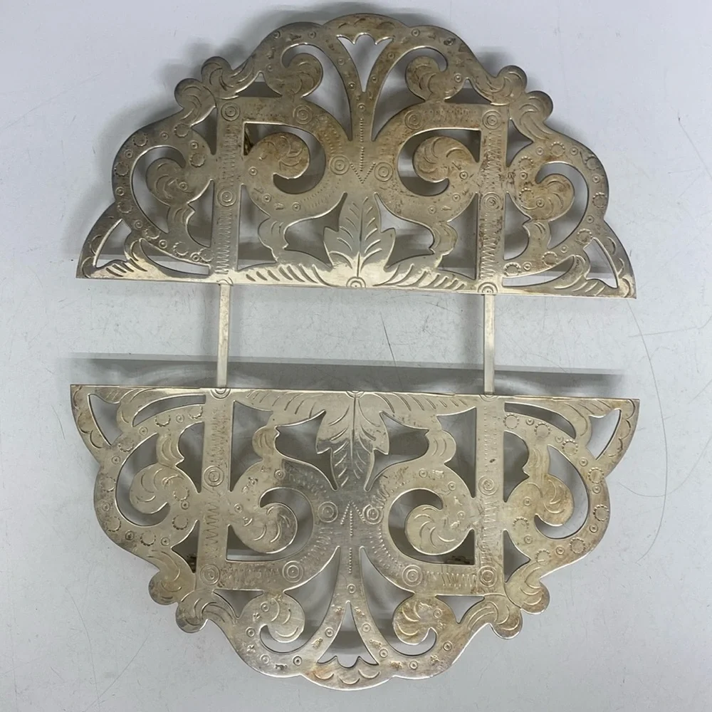 Silverplated Adjustable Footed Trivet Stamped FOOF 10”